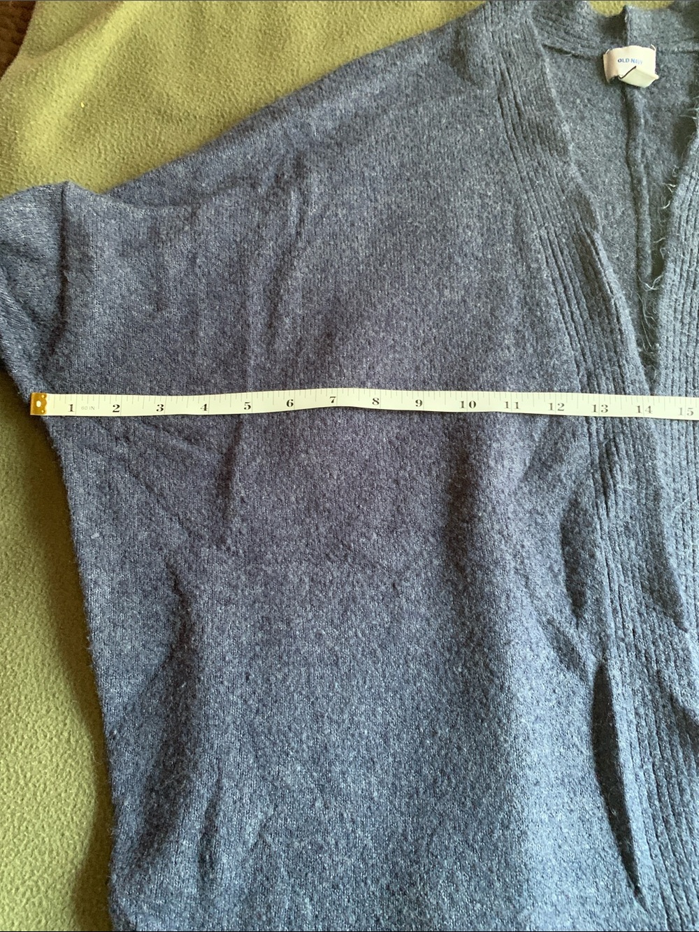Old Navy blue fuzzy sweater. Drop shoulder. Open front. Size Large - Picture 9 of 10